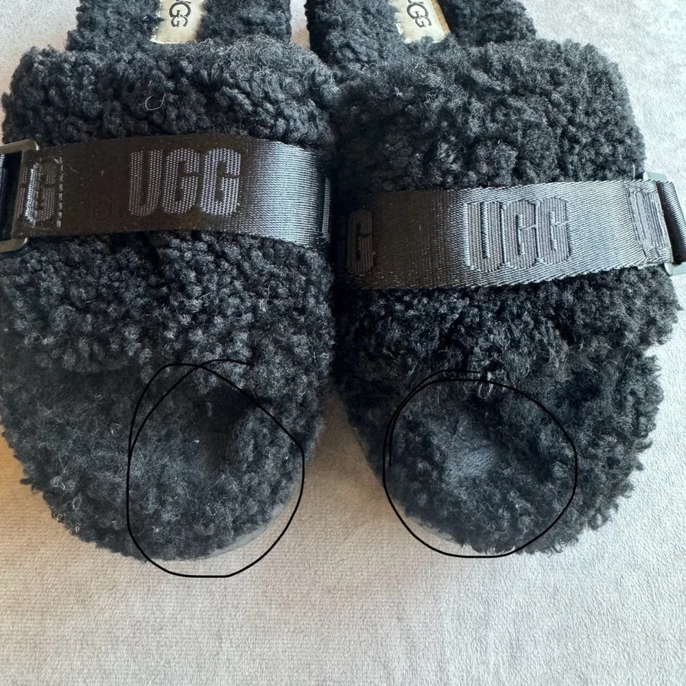 UGG Black Fleece Slide Sandals